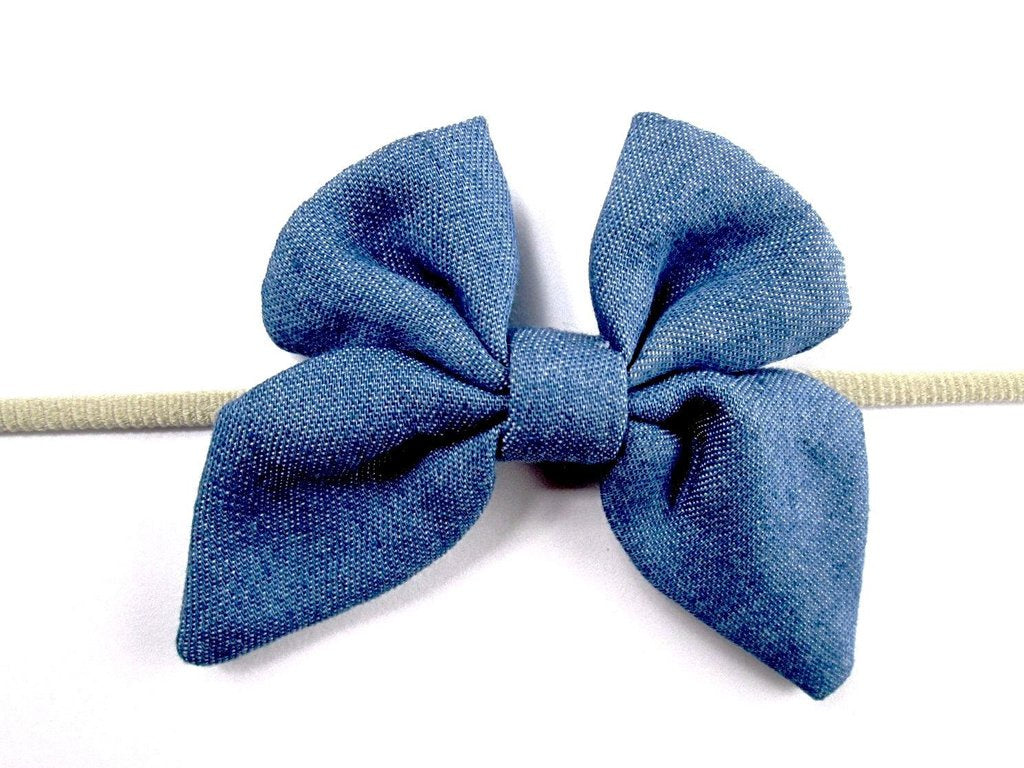 Baby Wisp Butterfly Denim Bow Headband