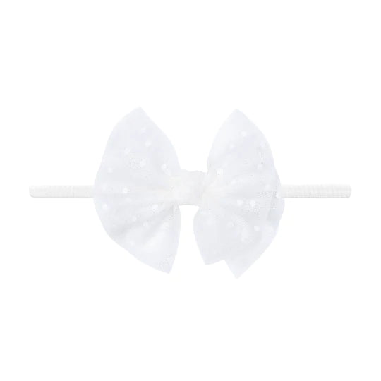 Baby Bling Tulle Lil' FAB Skinny Headband / White