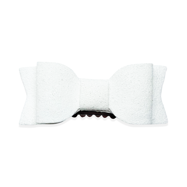 Baby Wisp Billie Jean Faux Suede Medium Wisp Clip Bow / White