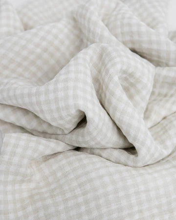 Little Unicorn Cotton Muslin Swaddle / Tan Gingham