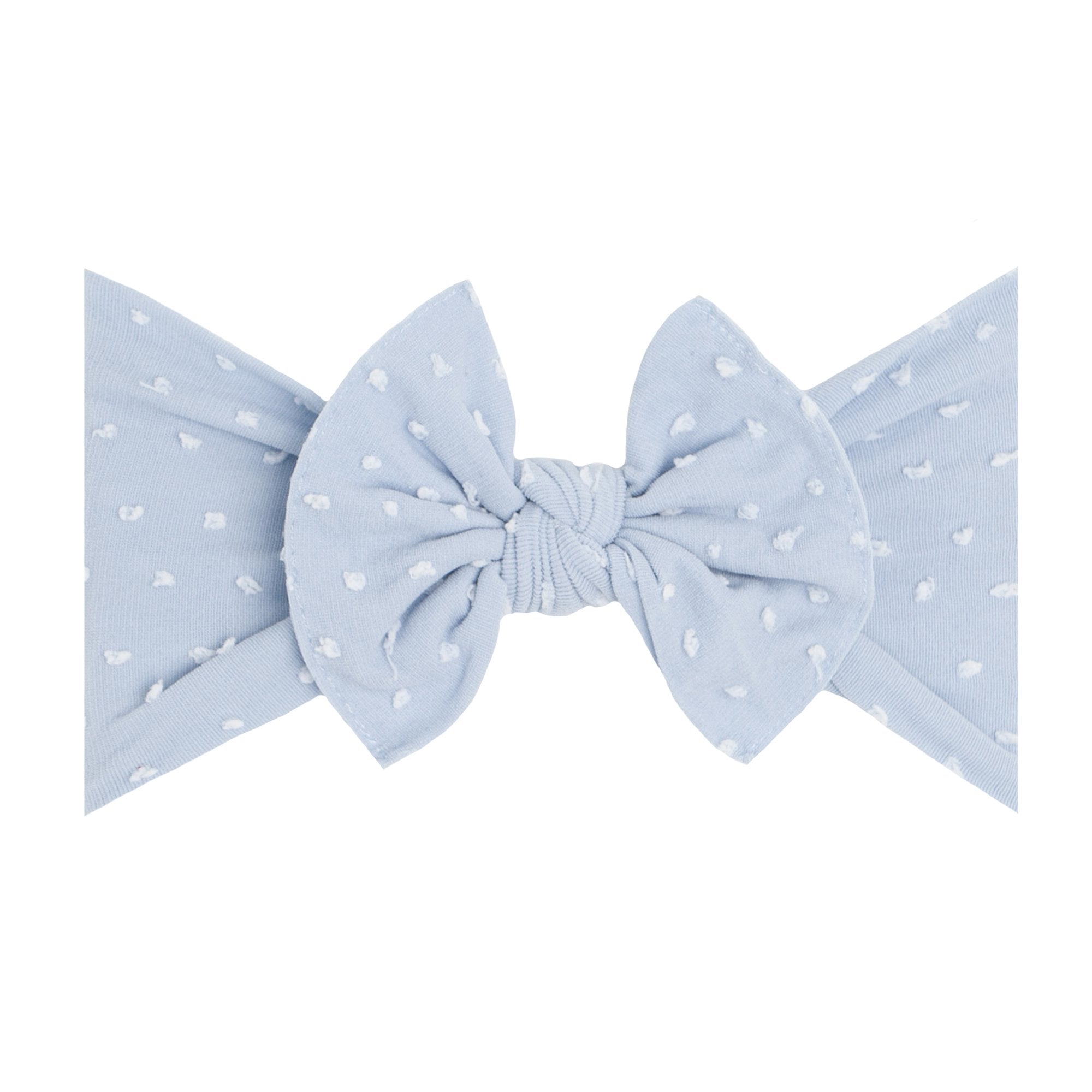 Baby Bling Patterned Shabby Knot Headband / Dusty Blue Dot