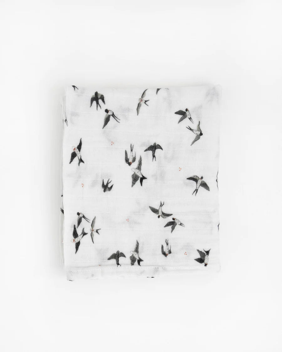 Little Unicorn Organic Cotton Muslin Swaddle Blanket / Swallows