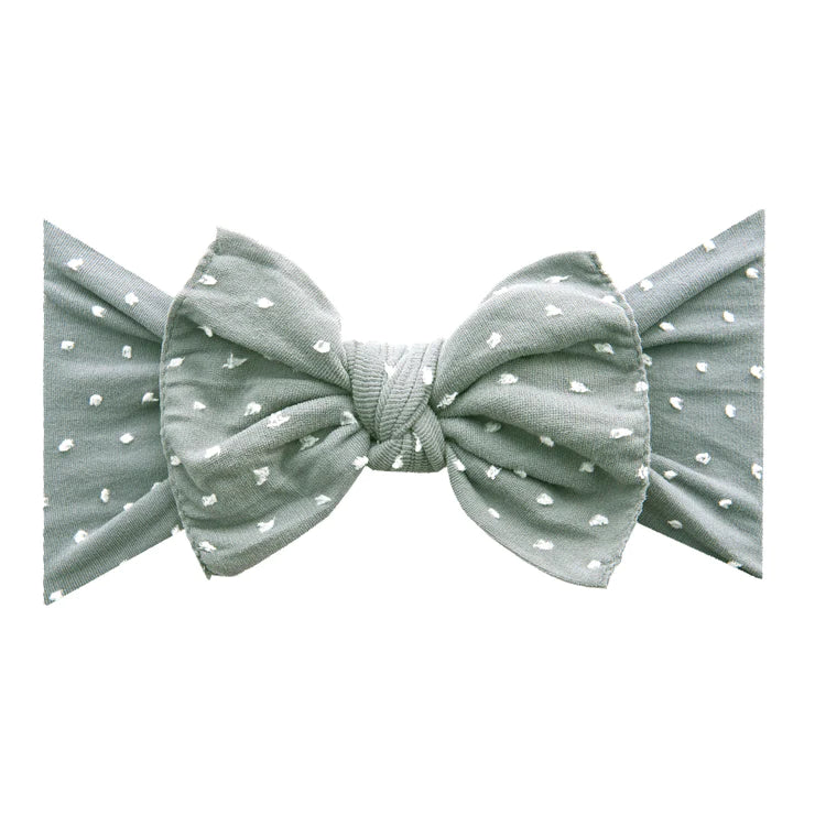 Baby Bling Patterned Shabby Knot Headband / Grey Dot