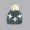 The Blueberry Hill Miko Swiss Cross Knit Hat / Gray & Cream - Extra Small (3-12 Months)
