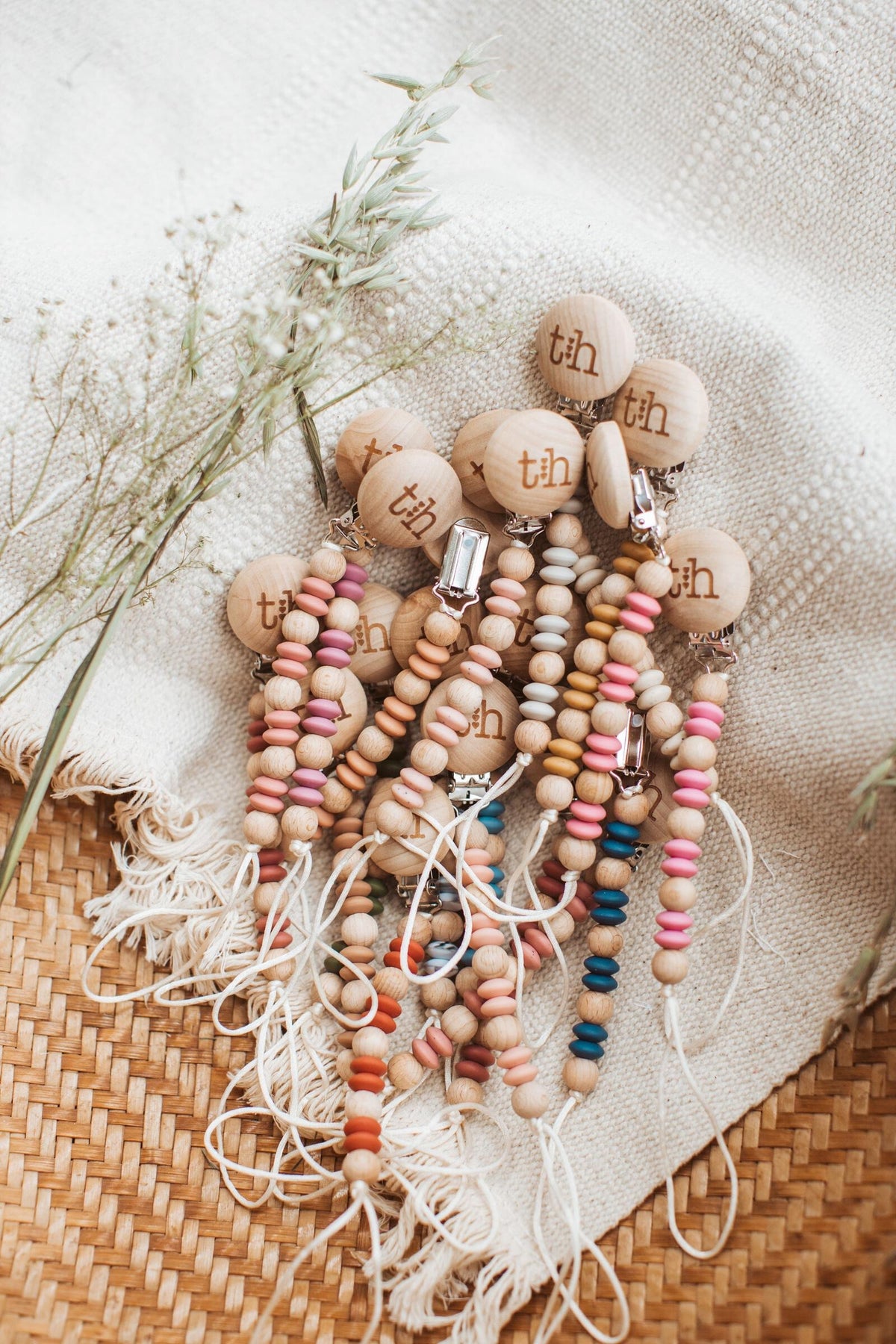 Three Hearts Pacifier & Toy Clip / Assorted