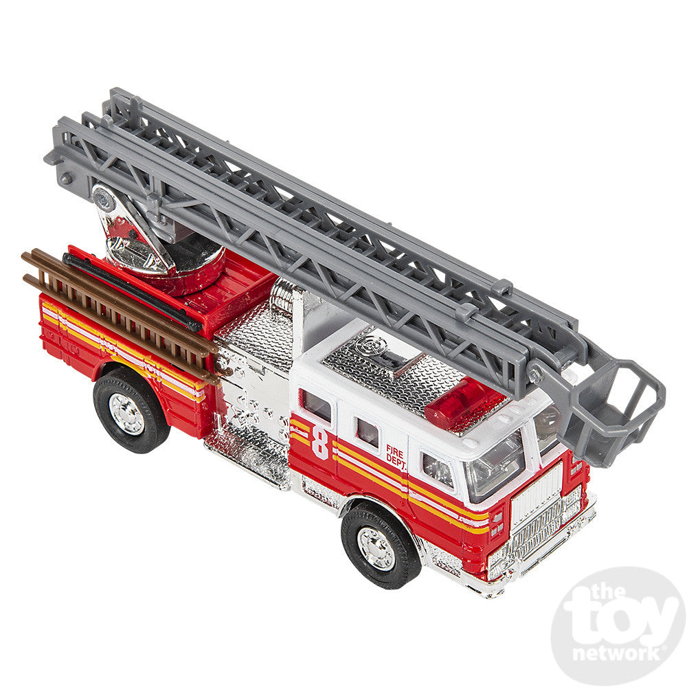 Diecast 5.5" Pull Back Fire Truck / Truck with Ladder