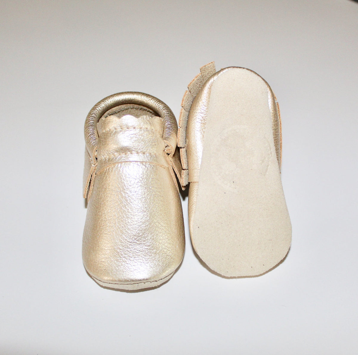 MishMoccs Leather Moccs / Champagne Metallic