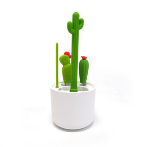 Boon Cacti Bottle Cleaning Brush Set / White & Green