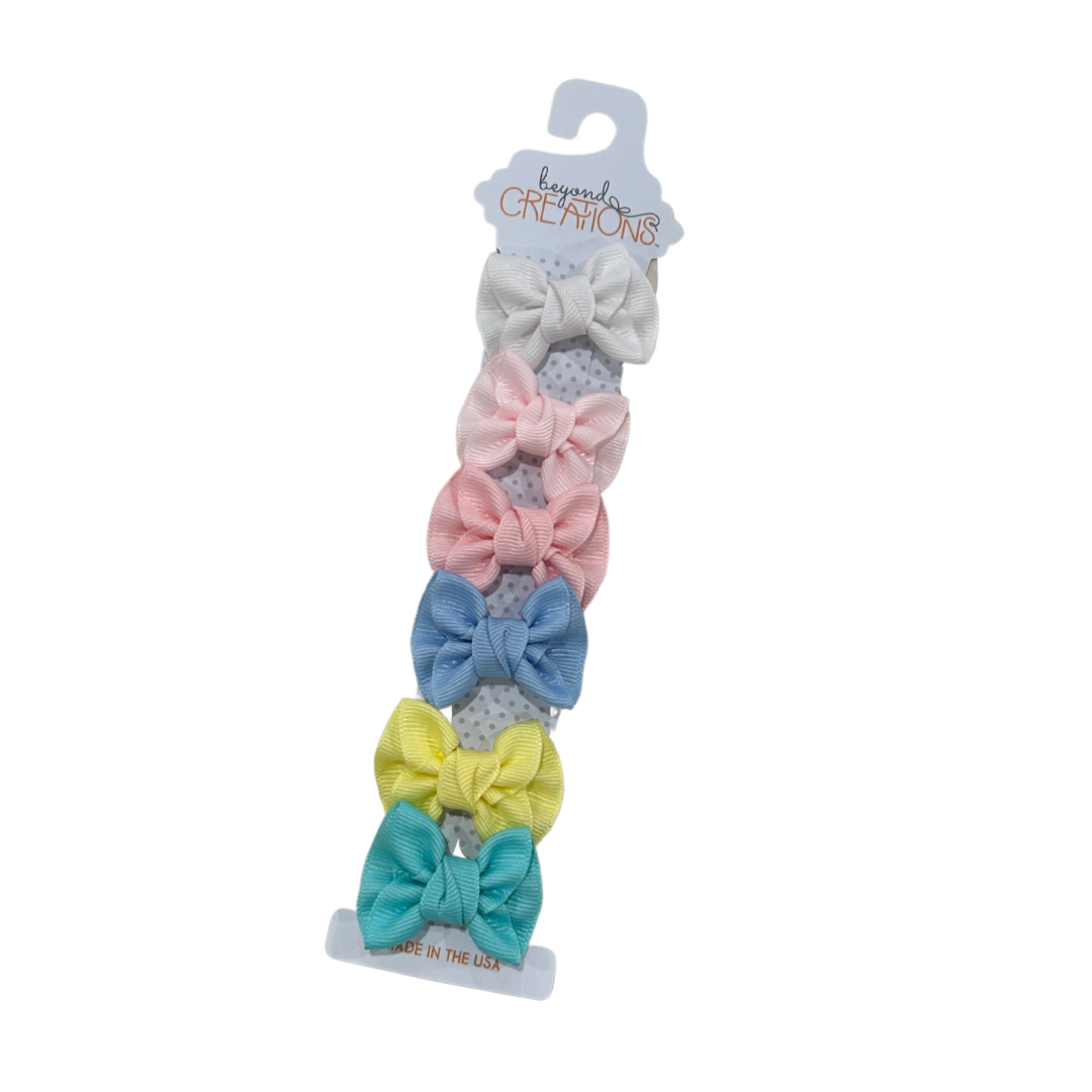 Anne Bow Snap Clip 6 Pack / Pastel