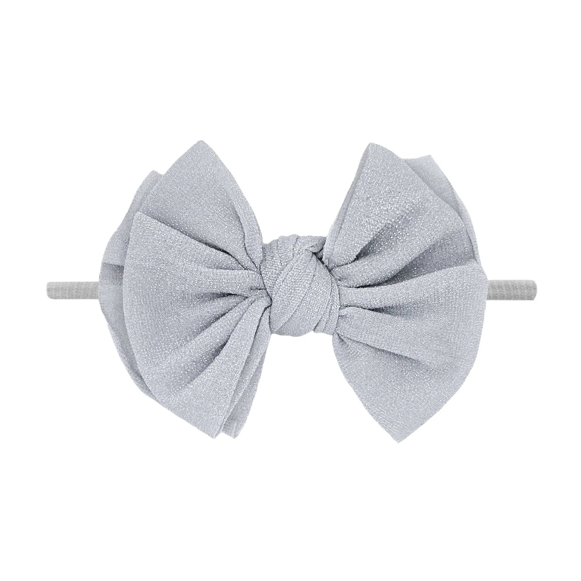 Baby Bling Metallic FAB-BOW-LOUS Skinny Headband / Silver