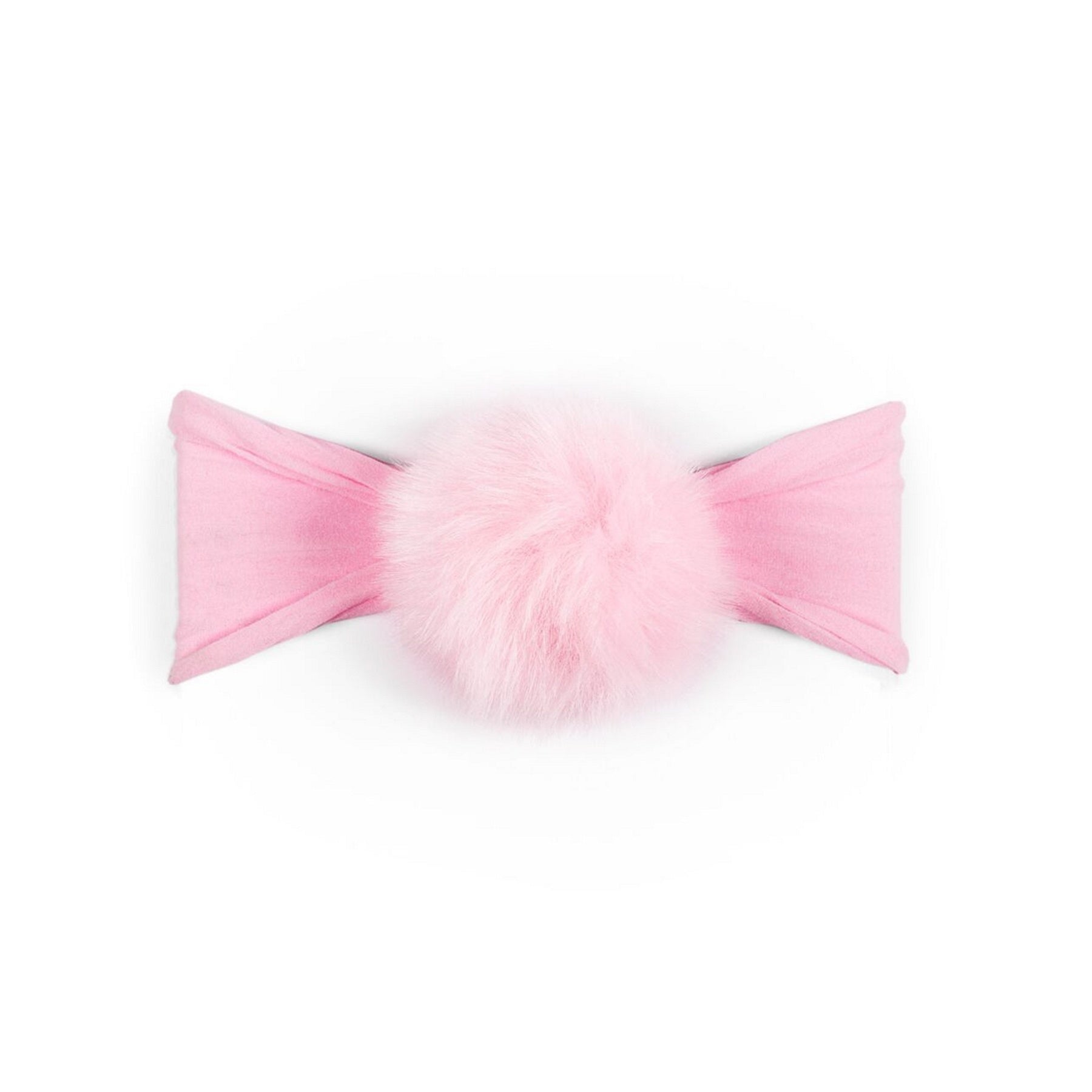 Baby Bling Rabbit Fur Pom Headband / Pink