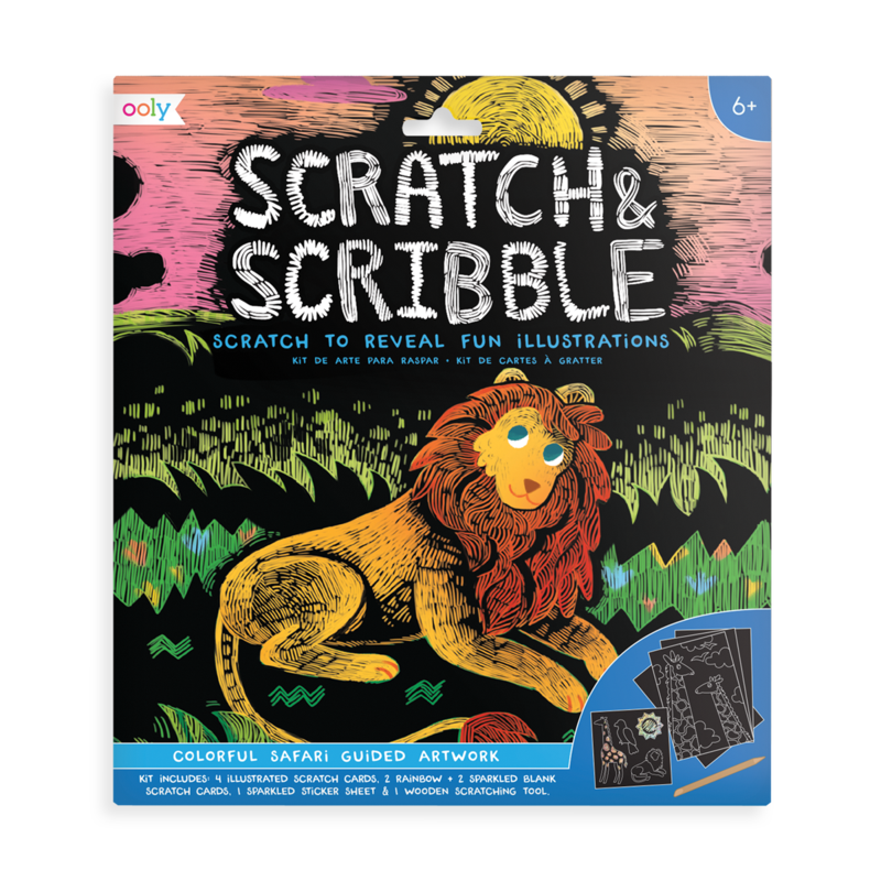Ooly Scratch & Scribble Art Kit / Colorful Safari