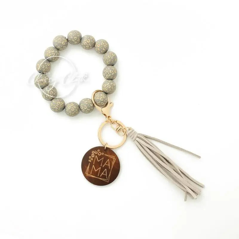 Mama Wooden Tassel Key Chain