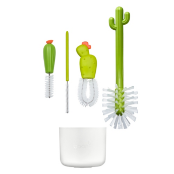 Boon Cacti Bottle Cleaning Brush Set / White & Green