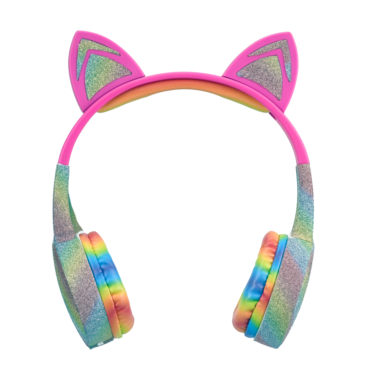 Stereo Bluetooth Headphones / Cat with Rainbow Glitter