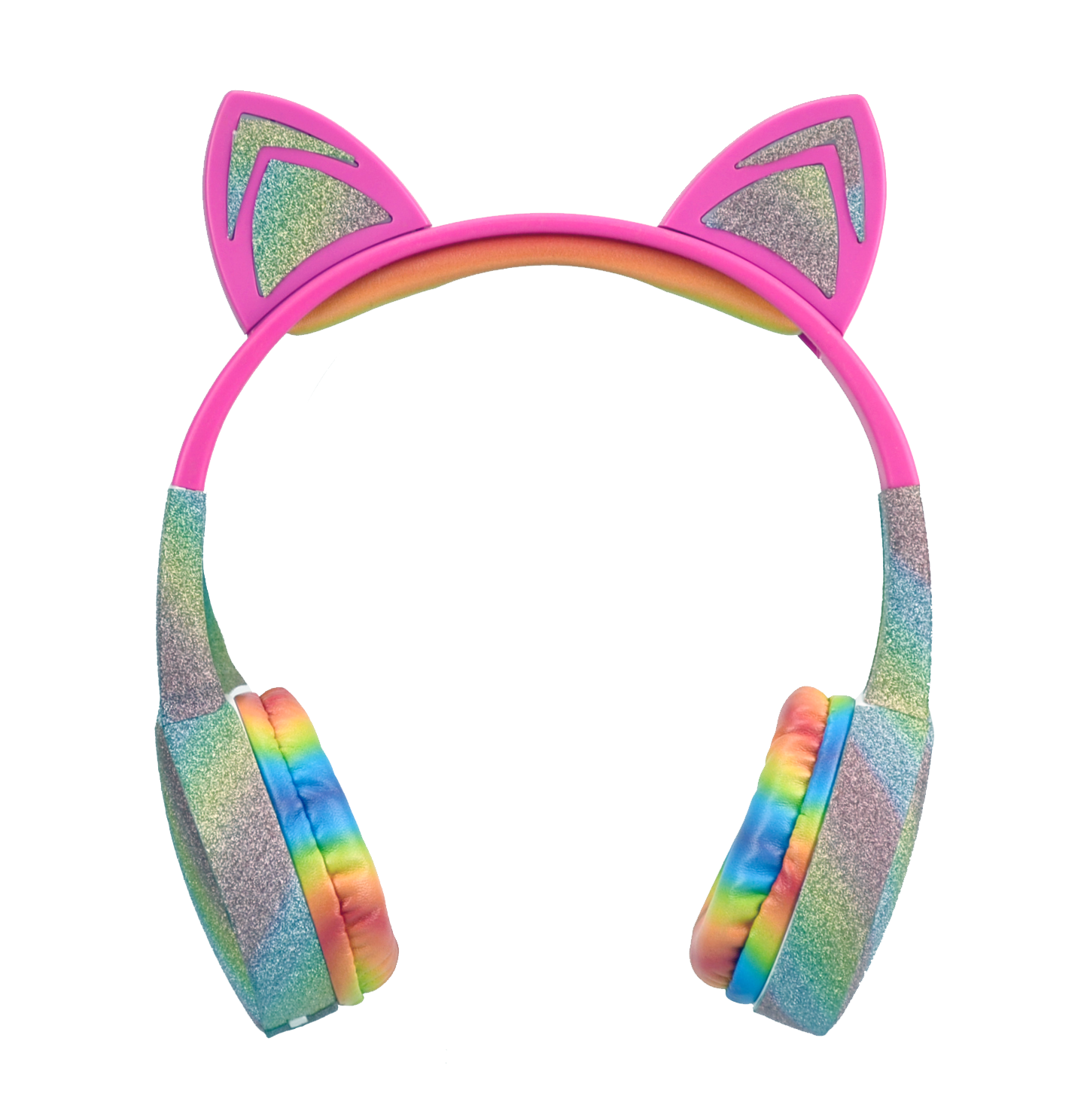 Stereo Bluetooth Headphones / Cat with Rainbow Glitter