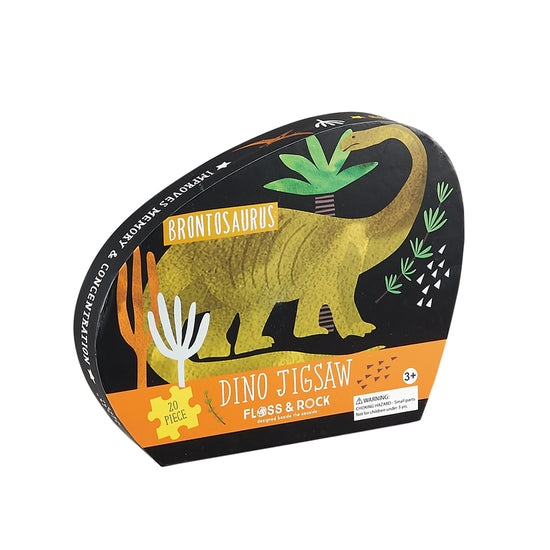 Floss & Rock Dino - Dinosaur Shaped Jigsaw Puzzle - 20 Piece