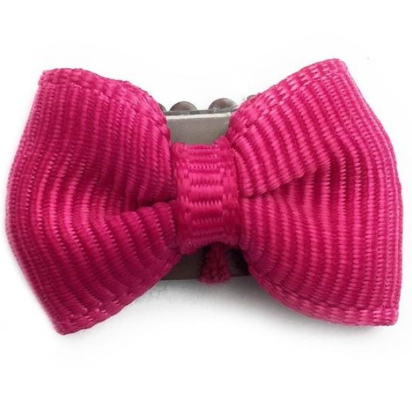 Baby Wisp Mini Latch Wisp Clip - Tiny Tuxedo Bow / Fuchsia