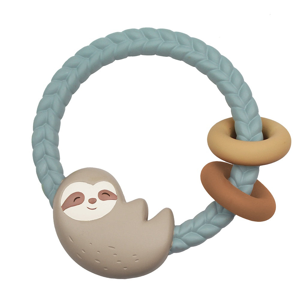 Itzy Ritzy Silicone Ritzy Rattle with Teething Rings / Sloth