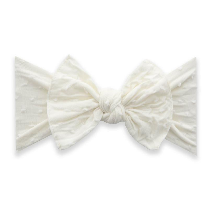Patterned Shabby Knot Headband / Ivory Dot