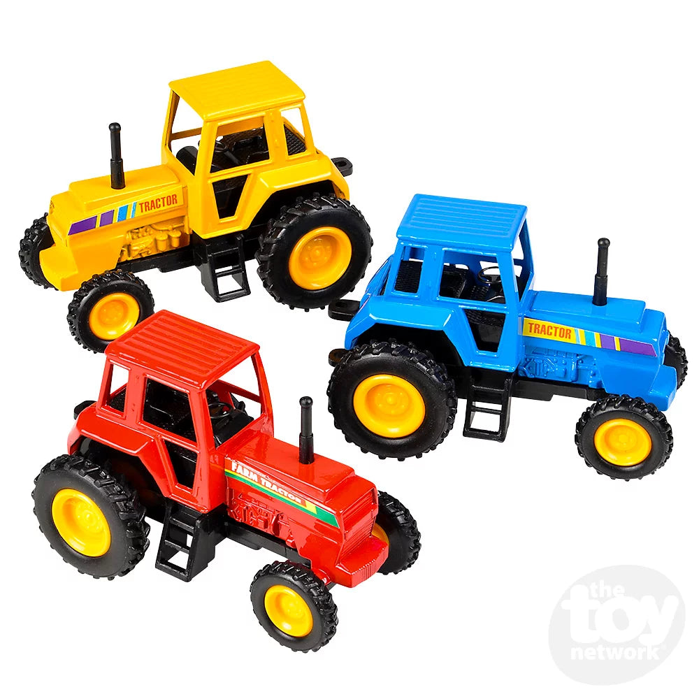 Die-Cast 3.75" Pull Farm Tractor / Assorted