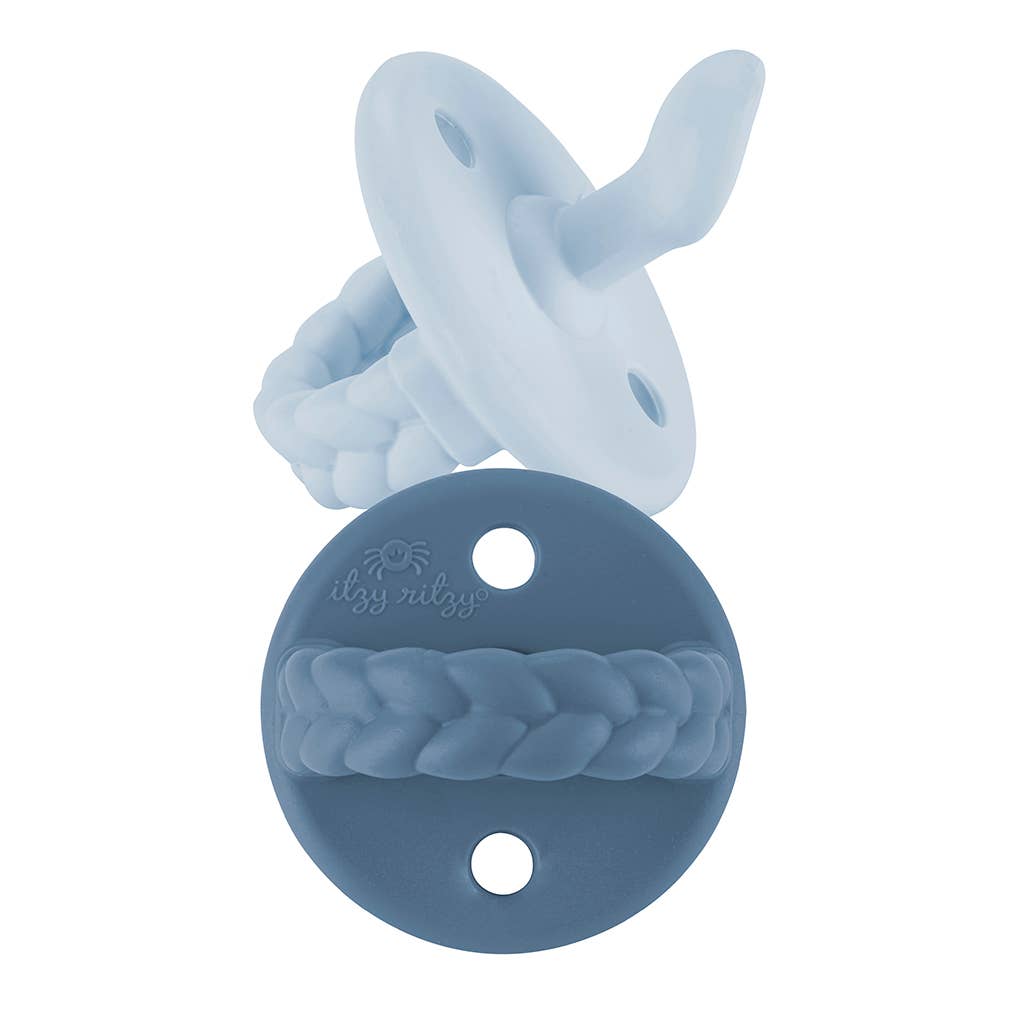 Itzy Ritzy Sweetie Soother Orthodontic Silicone Pacifier Set / Blue Braids