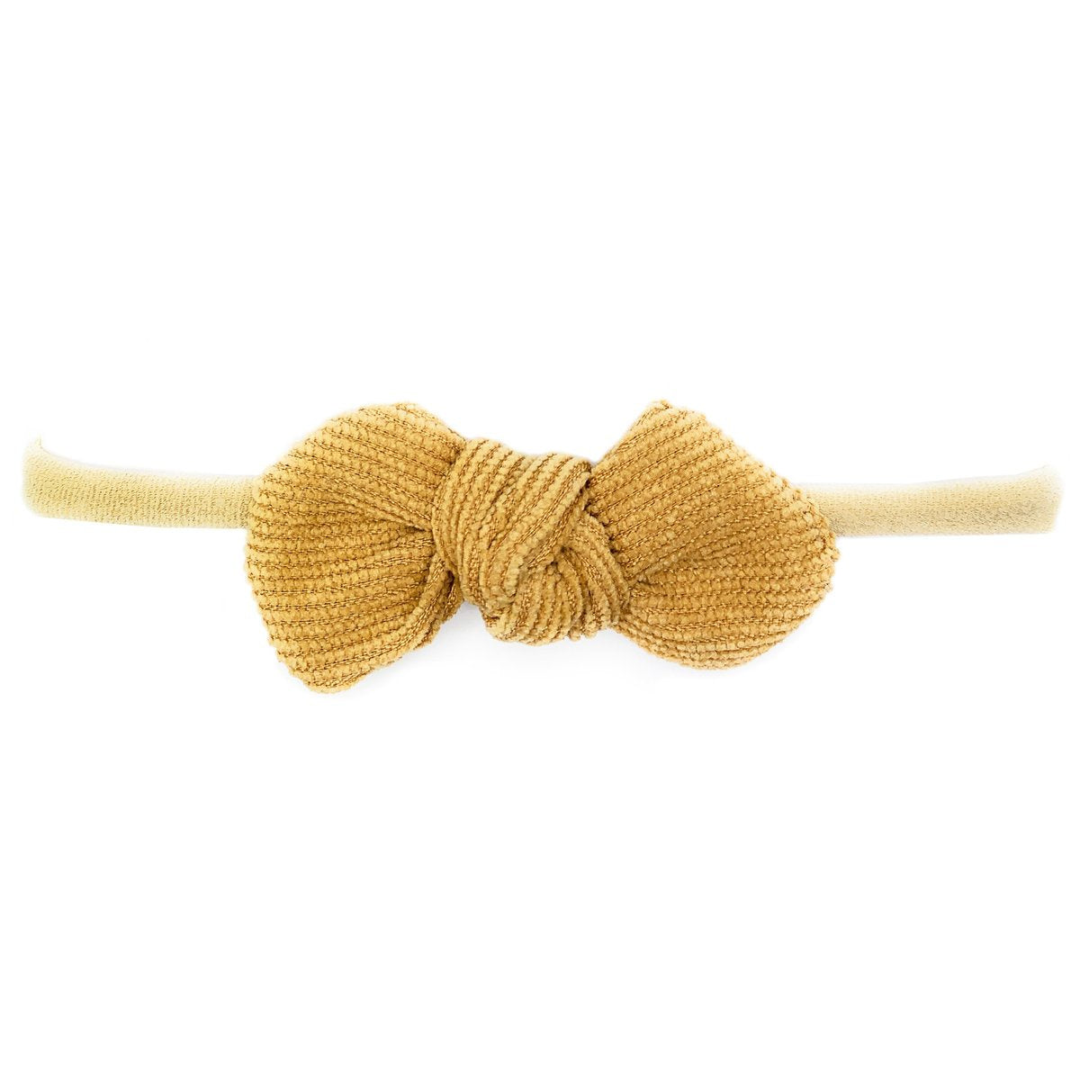 Baby Wisp Cordelia Corduroy Knot Bow Headband / Mustard