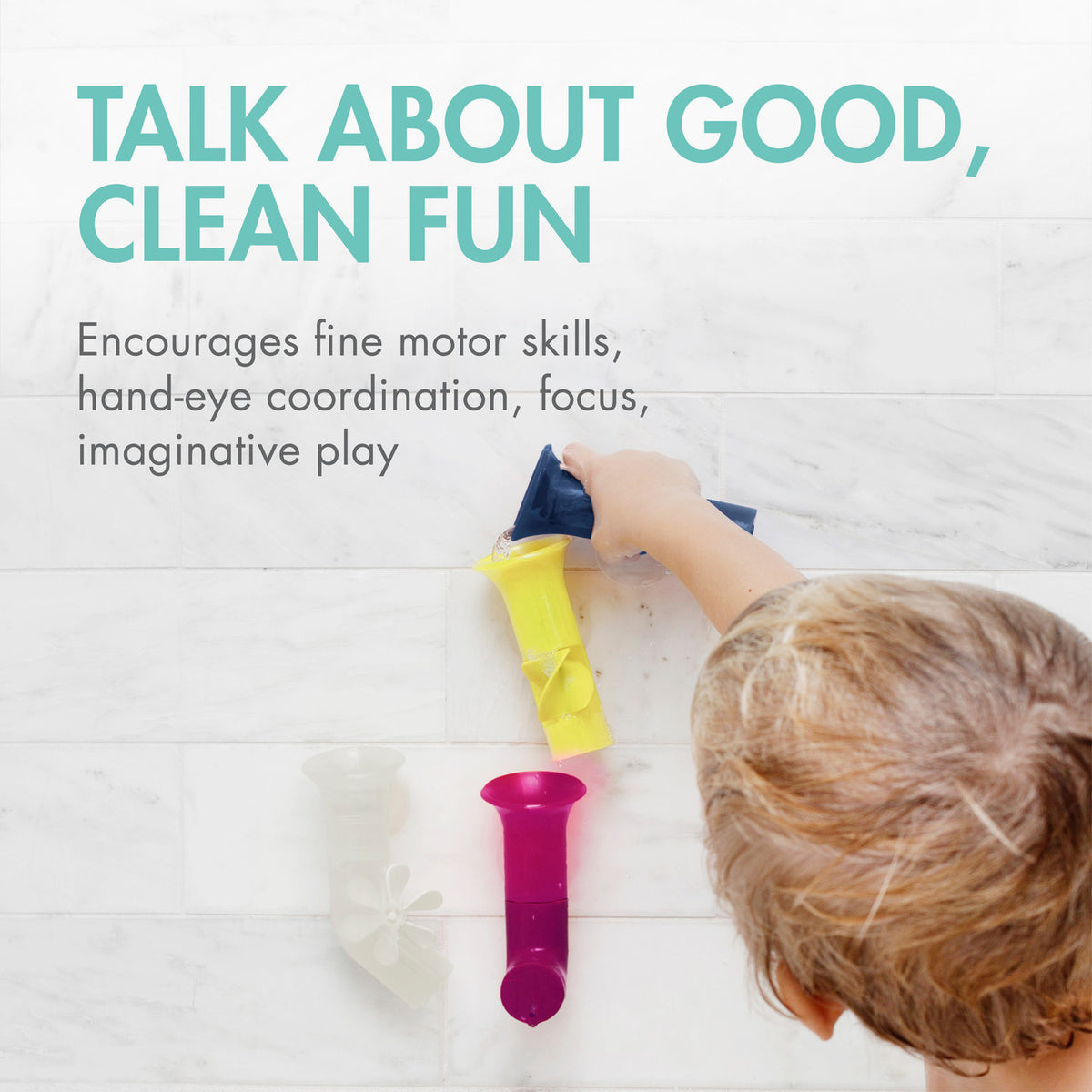 Boon Pipes Building Bath Toy Set / Navy & Yellow