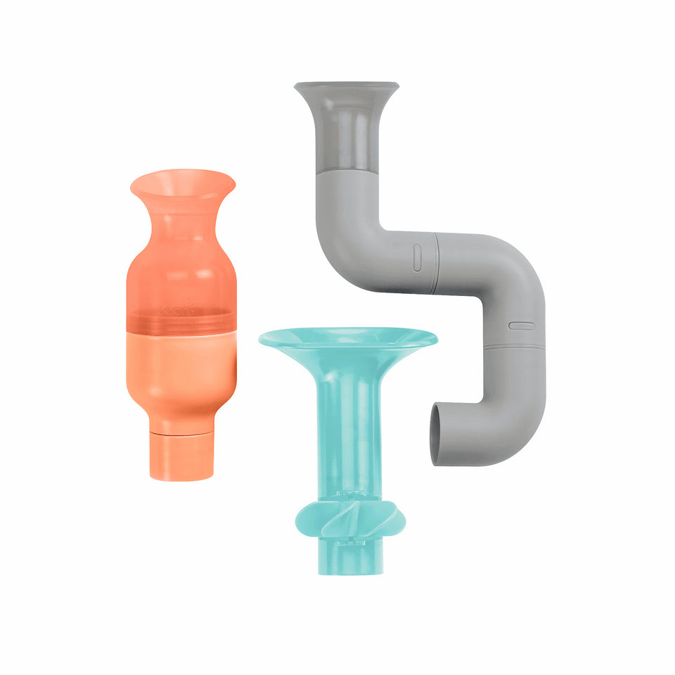 Boon Tubes Building Bath Toy / Gray, Aqua & Peach