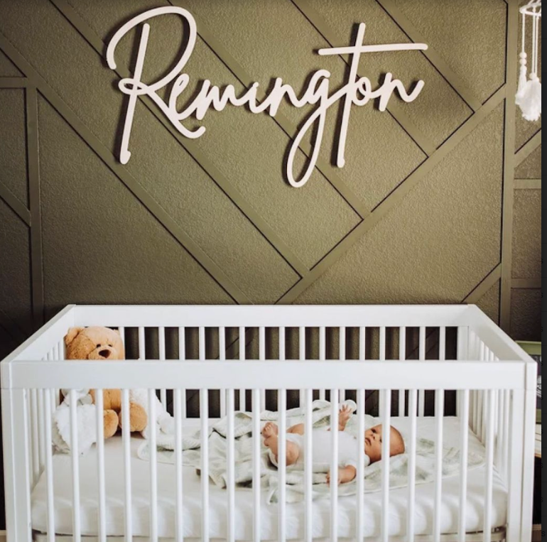 Custom Personalized Script Wood Name Sign