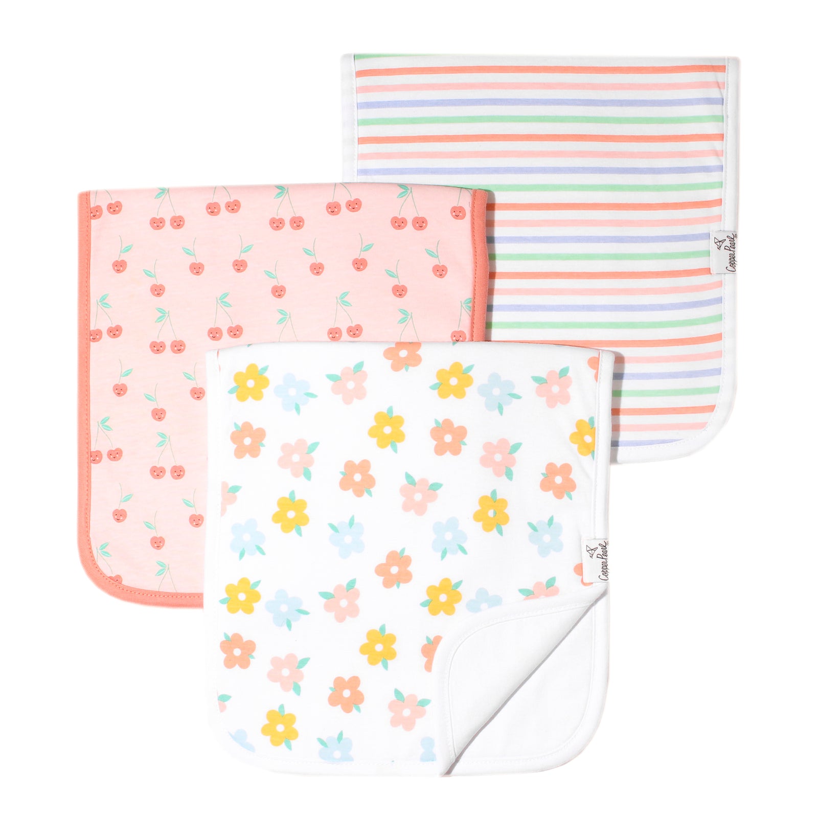 Copper Pearl Premium Burp Cloth Set / Cheery
