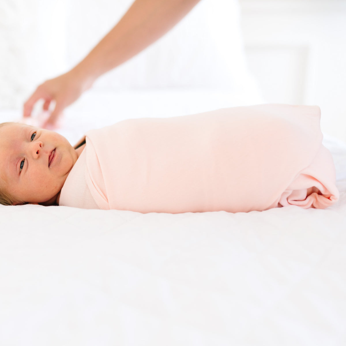 Copper Pearl Knit Swaddle Blanket / Blush