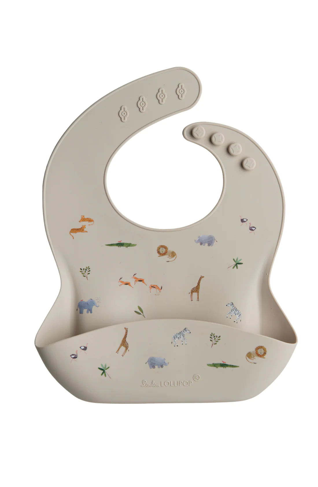 Loulou Lollipop Silicone Bib / Printed Safari