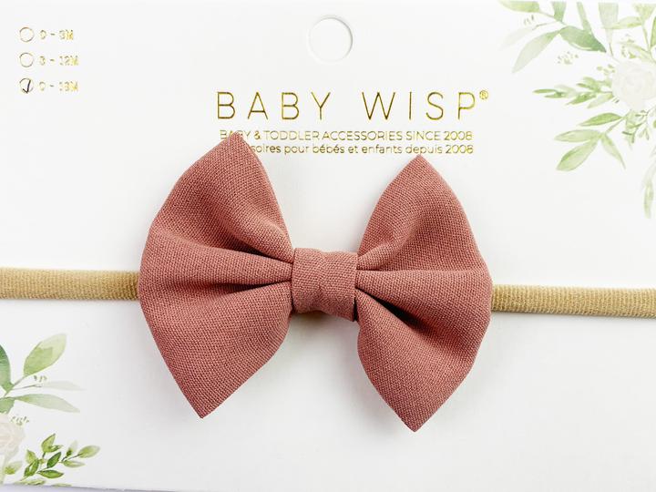 Baby Wisp Fanny Bow Headband / Caramel Rose