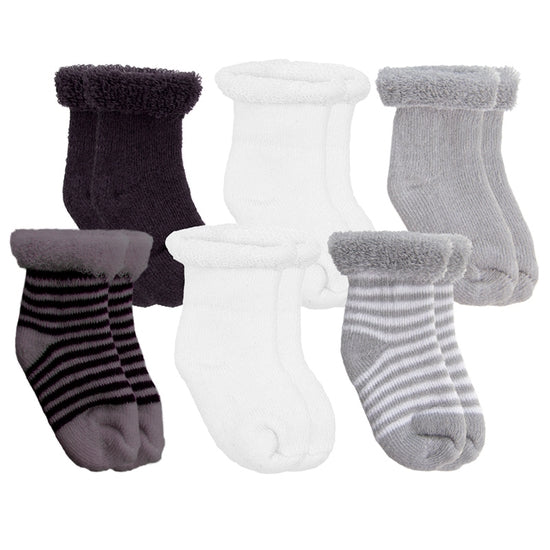 Kushies Terry Socks 6-Pack / Grey, White, Black