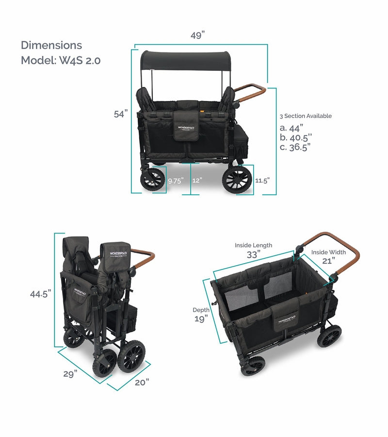 wonderfold elite quad stroller wagon W4 Luxe Quad Stroller Wagon with Snack Tray (4 Seater)