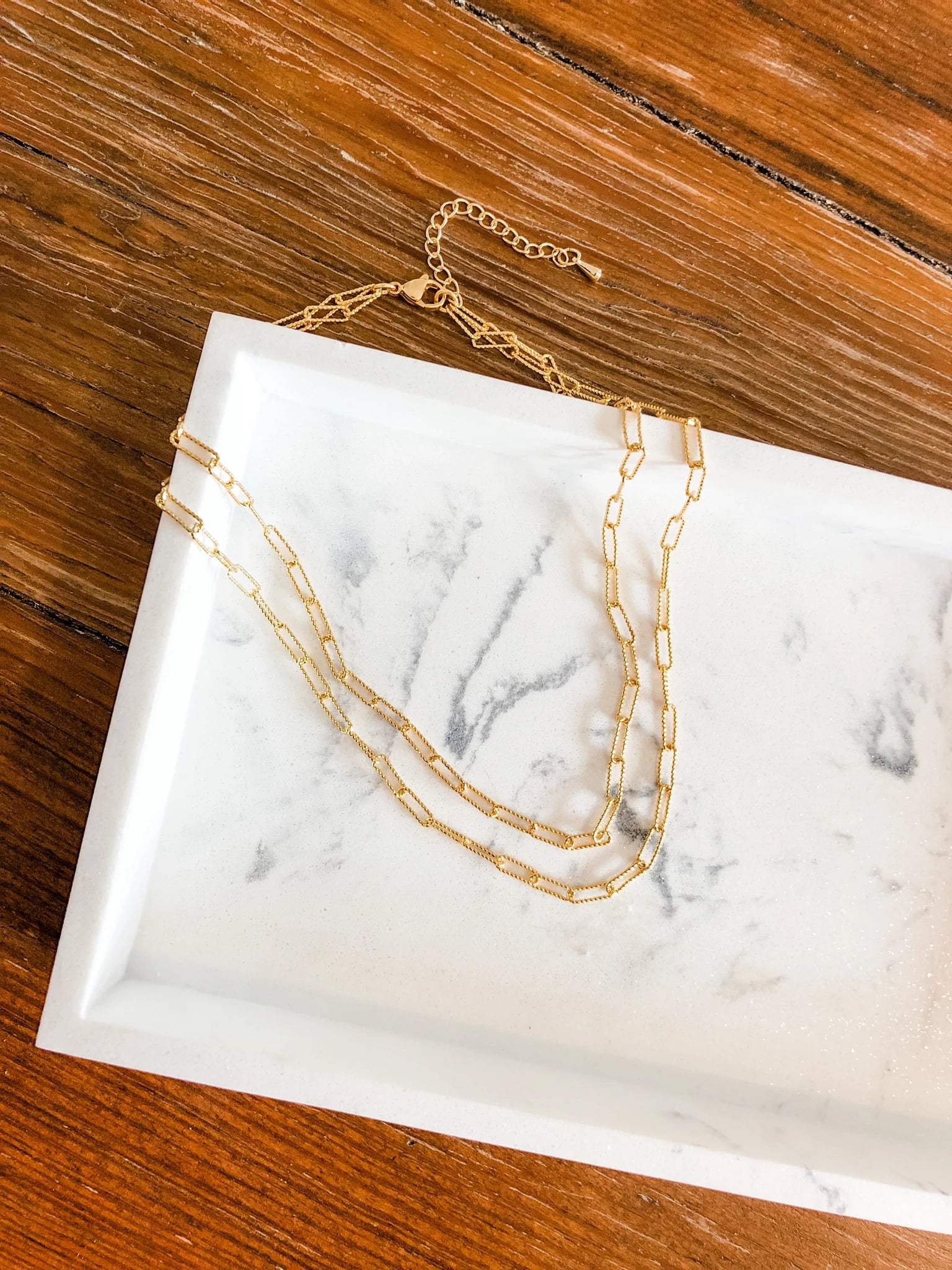 Double Mini Paperclip Chain Necklace