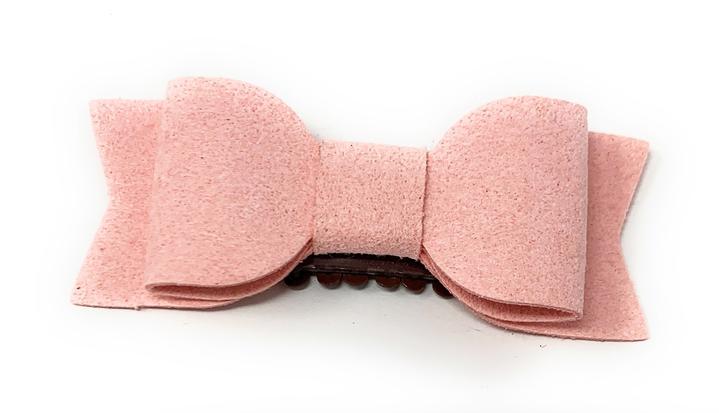 Baby Wisp Billie Jean Faux Suede Medium Wisp Clip Bow / Light Pink