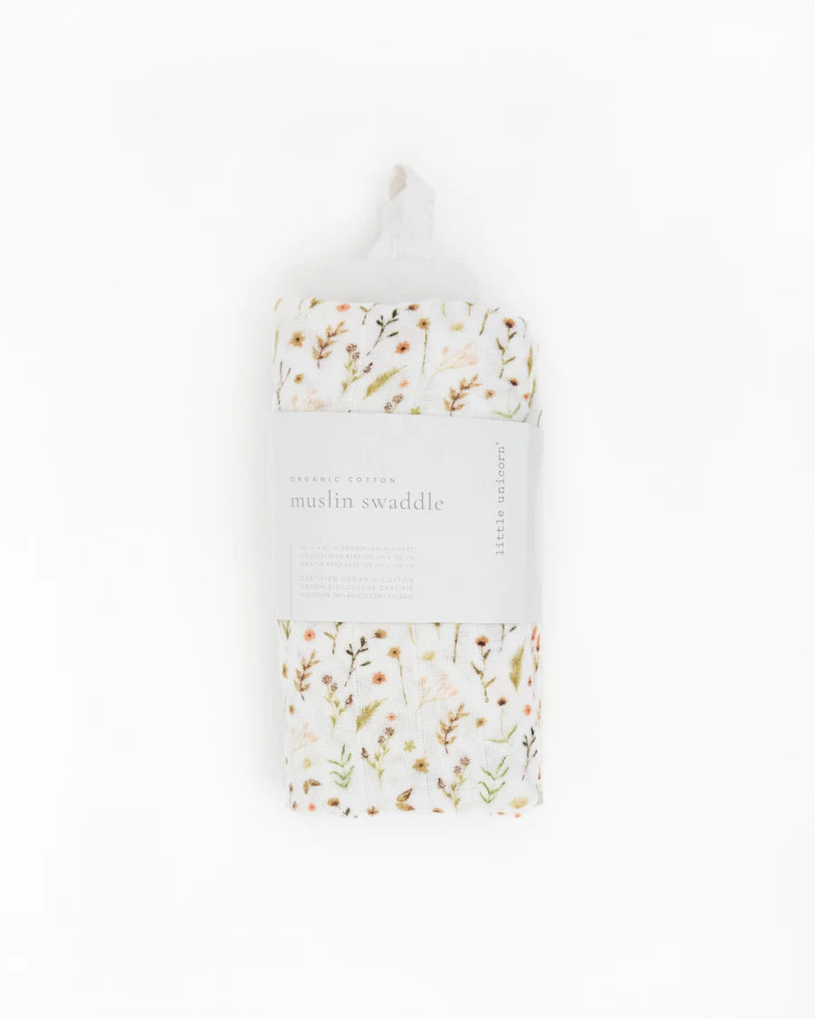 Little Unicorn Organic Cotton Muslin Swaddle Blanket / Floral Field