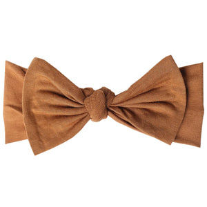 Copper Pearl Knit Headband Bow / Camel