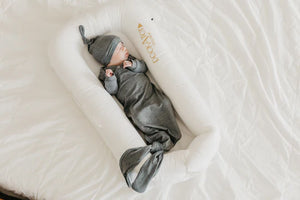 Copper Pearl Newborn Knotted Gown / Slate