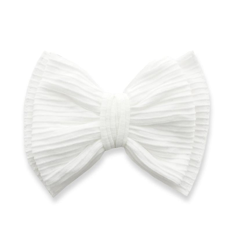 Baby Bling Ribbed Bow Clip / White