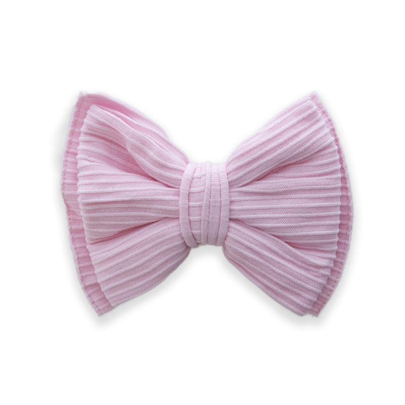 Baby Bling Ribbed Bow Clip / Pink