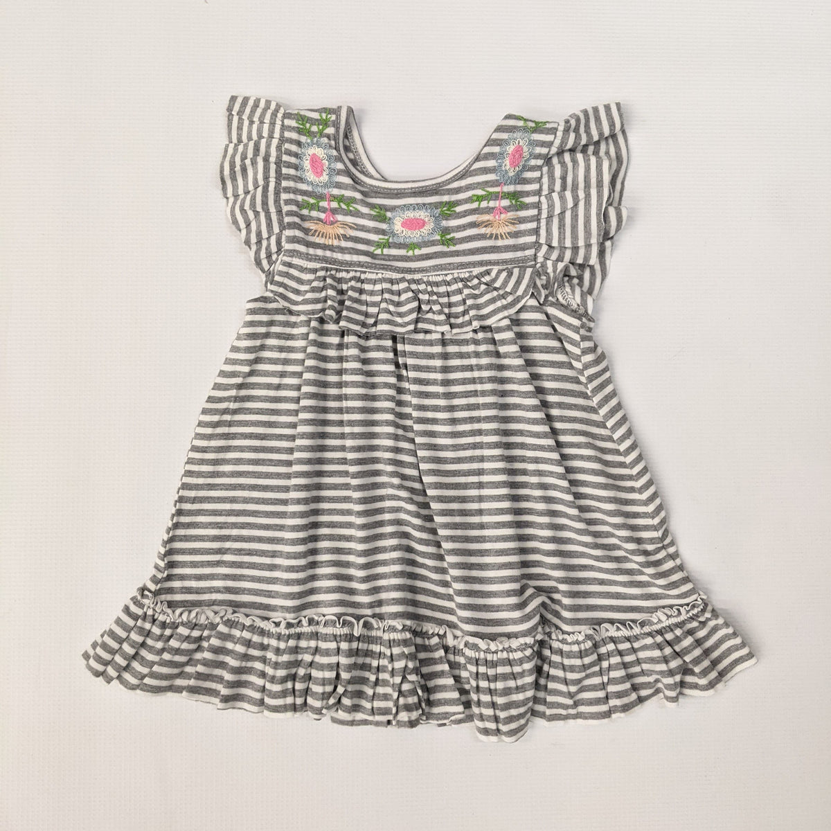 Mimi & Maggie Knit Stripe Dress / Grey - 3-6 Months