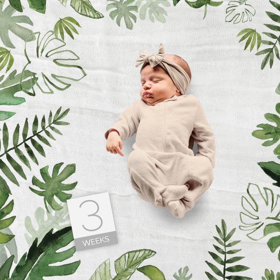 Little Unicorn Photo Blanket / Tropical Leaf