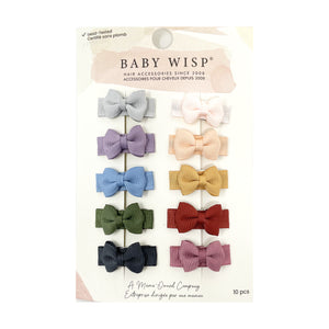 Baby Wisp Tiny Tuxedo Snap Clip Bow Set / 10 Piece - Tomorrow