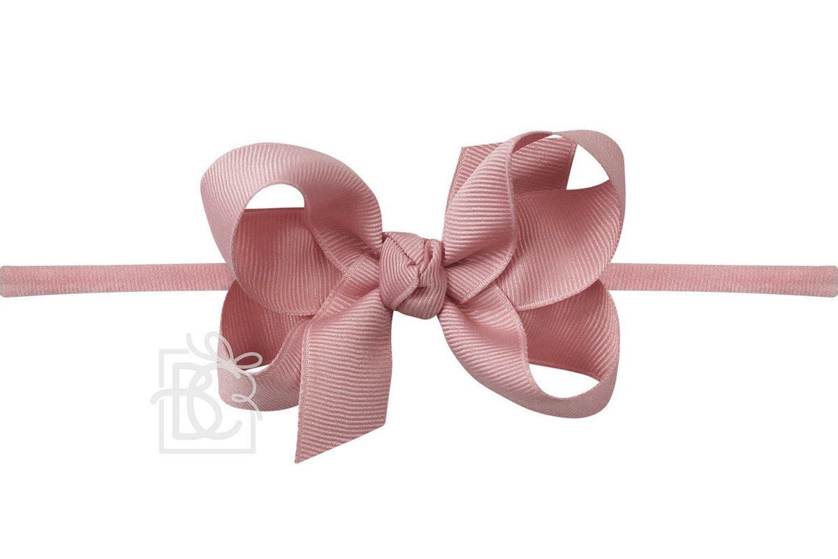 Beyond Creations Pantyhose Headband with Medium Grosgrain Bow / Antique Mauve