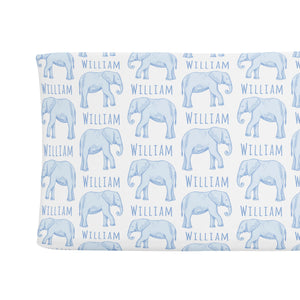 Sugar + Maple Personalized Changing Pad Cover | Elephant Blue