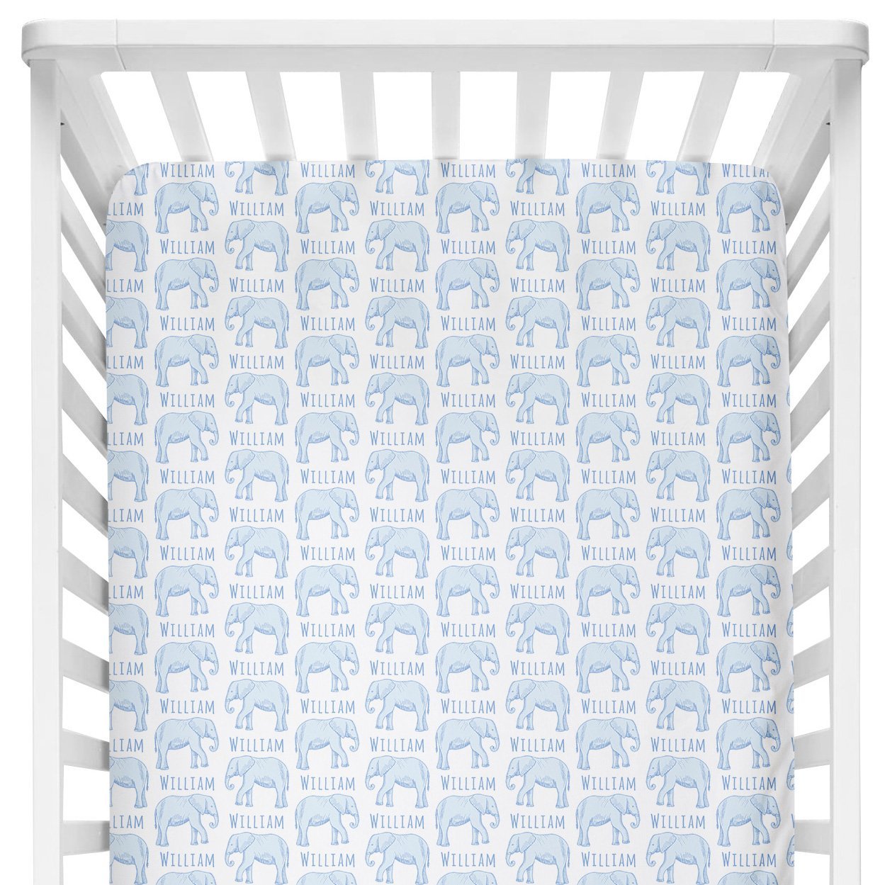 Sugar + Maple Personalized Crib Sheet | Elephant Blue