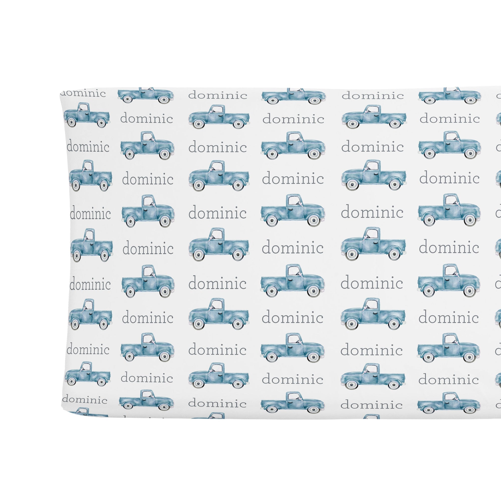 Sugar + Maple Personalized Changing Pad Cover | Truck Blue